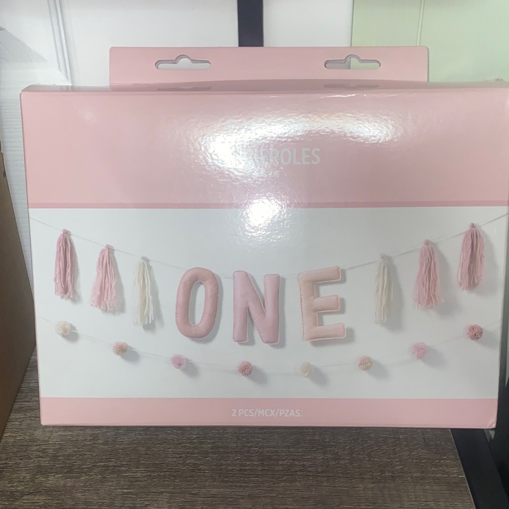 Pink and Cream Party Banner - ONE